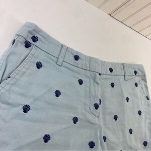 Cambridge Dry Goods Women's Light Blue Shell Embroidery Shorts Sz 10